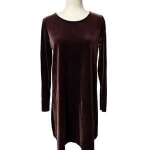 Gap Brown Velvet Long Sleeve A-line Dress Pullover Size Small